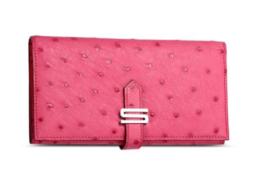 Hot Pink Ostrich Wallet